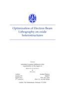 Optimization of electron beam lithography on oxide heterostructures