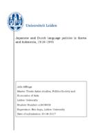 Japanese  and  Dutch  language  policies  in  Korea and Indonesia, 1910–1945
