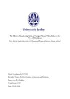 The effects of leadership style on foreign climate policy behavior for two US presidents: How did the leadership styles of Obama and Trump influence climate policy?