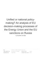 Unified or national policymaking? An analysis of EU decision-making processes of the Energy Union and the EU sanctions on Russia
