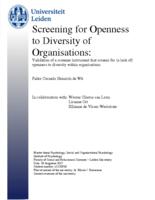 Screening for openness to diversity of organisations: Validation of a screener instrument that screens for (a lack of) openness to diversity within organisations