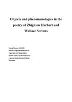 Objects and phenomenologies in thepoetry of Zbigniew Herbert and Wallace Stevens