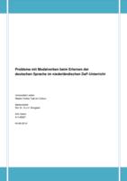 Probleme mit Modalverben beim Erlernen der deutschen Sprache im niederländischen DaF-Unterricht