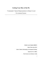 Getting Your Slice of the Pie: "Community" Interest Representation in Ghana's Local Government System