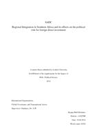 SADC - Regional integration in Southern Africa and its effects on the political risk for foreign direct investment