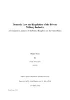 Domestic Law and Regulation of the Private Military Industry