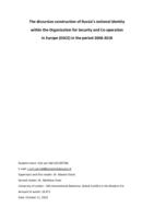 The discursive construction of Russia's national identity within the Organization for Security and Co-operation in Europe (OSCE) in the period 2008-2018