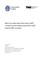 Effects of an online tailored intervention on HPV-vaccination decision making among mothers of girls invited for HPV-vaccination