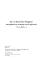 Les voyelles nasales françaises: une expérience de perception avec des apprenants néerlandophones