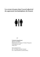 Les erreurs de genre dans l'accord adjectival des apprenants néerlandophones du français