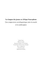 Les langues des jeunes en Afrique francophone