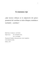 ¿Qué factores influyen en la adquisición del género gramatical del castellano en niños bilingües simultáneos neerlandés – castellano?