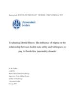 Evaluating Mental Illness: The influence of stigma on the relationship between health state utility and willingness to pay for borderline personality disorder