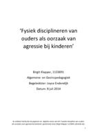 Fysiek disciplineren van ouders als oorzaak voor agressie bij kinderen