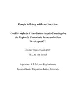 People talking with authorities: Conflict styles in 12 mediation-inspired hearings by the Regionale Commissie Bezwaarschriften Servicepunt71