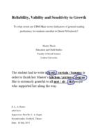 Reliability, Validity and Sensitivity to Growth. To what extent are CBM Maze scores indicators of general reading proficiency for students enrolled in Dutch PrOschools?