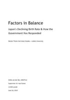 Factors in Balance: Japan's Declining Birth Rate and How the Government Has Responded