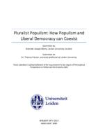 Pluralist Populism: How Populism and Liberal Democracy can Coexist