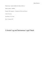 Colonial Lag and Surinamese Legal Dutch