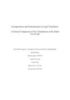 Foreignization and Domestication in Legal Translation: A Critical Comparison of Two Translations of the Dutch Civil Code