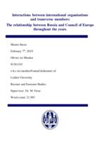 Interactions between international organisations  and transverse members:  The relationship between Russia and the Council of Europe throughout the years.