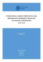 International Stability Through Nuclear Proliferation: Rethinking The Realist Nuclear Peace Proposition