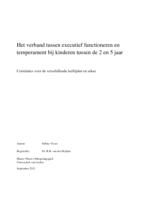 Het verband tussen executief functioneren en temperament bij kinderen tussen de 2 en 5 jaar. Correlaties voor de verschillende leeftijden en sekse