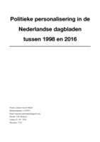 Politieke personalisering in de Nederlandse dagbladen tussen 1998 en 2016