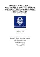 Foreign Agricultural Investments in Tanzania: Drivers of Land Grabbing or Sustainable Development?