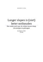 Langer slapen is (niet) beter onthouden