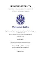 Legislators and parties in authoritarian systems: Rubber stamps or loyal powerhouses? Analysis of policy influence in the Russian state duma