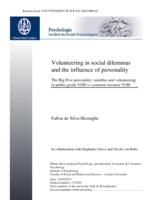 Volunteering in social dilemmas and the influence of personality: The Big Five personality variables and volunteering in public goods VOD vs common resource VOD
