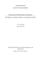 International Parliamentary Institutions: The influence of domestic politics on the capacities of IPI’s