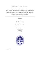The past in the present: On the role of cultural memory in the rise of radical right populist parties in Germany and Italy