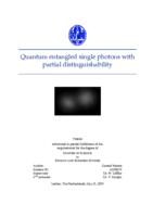 Quantum entangled single photons with partial distinguishability
