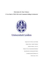 Motivations for Mass Violence: A Case Study of 1965-1966 Anti-Communist Killings in Indonesia