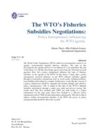 The WTO's fisheries subsidies negotiations: Policy Entrepreneurs influencing the WTO agenda