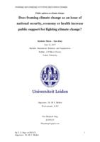 Does framing climate change as an issue of national security, economy or health increase public support for fighting climate change?