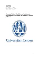 Framing Welfare: The Effects of Variations in Newspaper Article Framing on Attitudes to Welfare in Britain