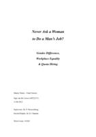 Never Ask a Woman to Do a Man’s Job? Gender Difference, Workplace Equality & Quota Hiring