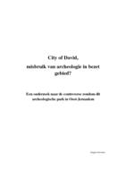 City of David, misbruik van archeologie in bezet gebied? Een onderzoek naar de controverse rondom dit archeologische park in Oost-Jeruzalem