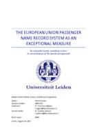 The European Union passenger name record system as an exceptional measure