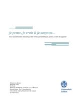 je pense, je crois & je suppose... Une caractérisation sémantique des verbes parenthétiques penser, croire et supposer