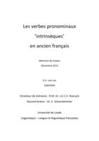 Les verbes pronominaux 'intrinsèques' en ancien français