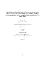 How did it come about that South African unconventional units, which were successful in many battles, were unable to turn their victories into political success during the South African Border War 1966 - 1989?