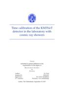 Time calibration of the KM3NeT detector in the laboratory with cosmic ray showers
