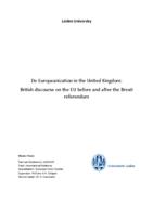 De-Europeanization in the United Kingdom: British discourse on the EU before and after the Brexit referendum