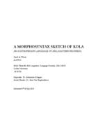 A MORPHOSYNTAX SKETCH OF KOLA AN AUSTRONESIAN LANGUAGE OF ARU, EASTERN INDONESIA