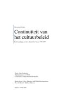 Continuïteit van het cultuurbeleid. Rechtvaardiging van het cultuurbeleid tussen 1940-1950