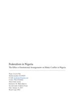 Federalism in Nigeria: The effect of institutional arrangements on ethnic conflict in Nigeria